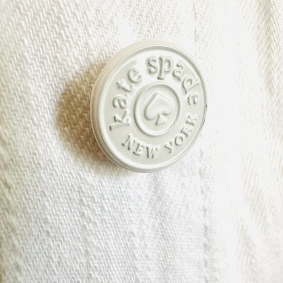 $298 KATE SPADE NWT Classic All White Denim Jean Jacket – Large - Picture 8 of 15